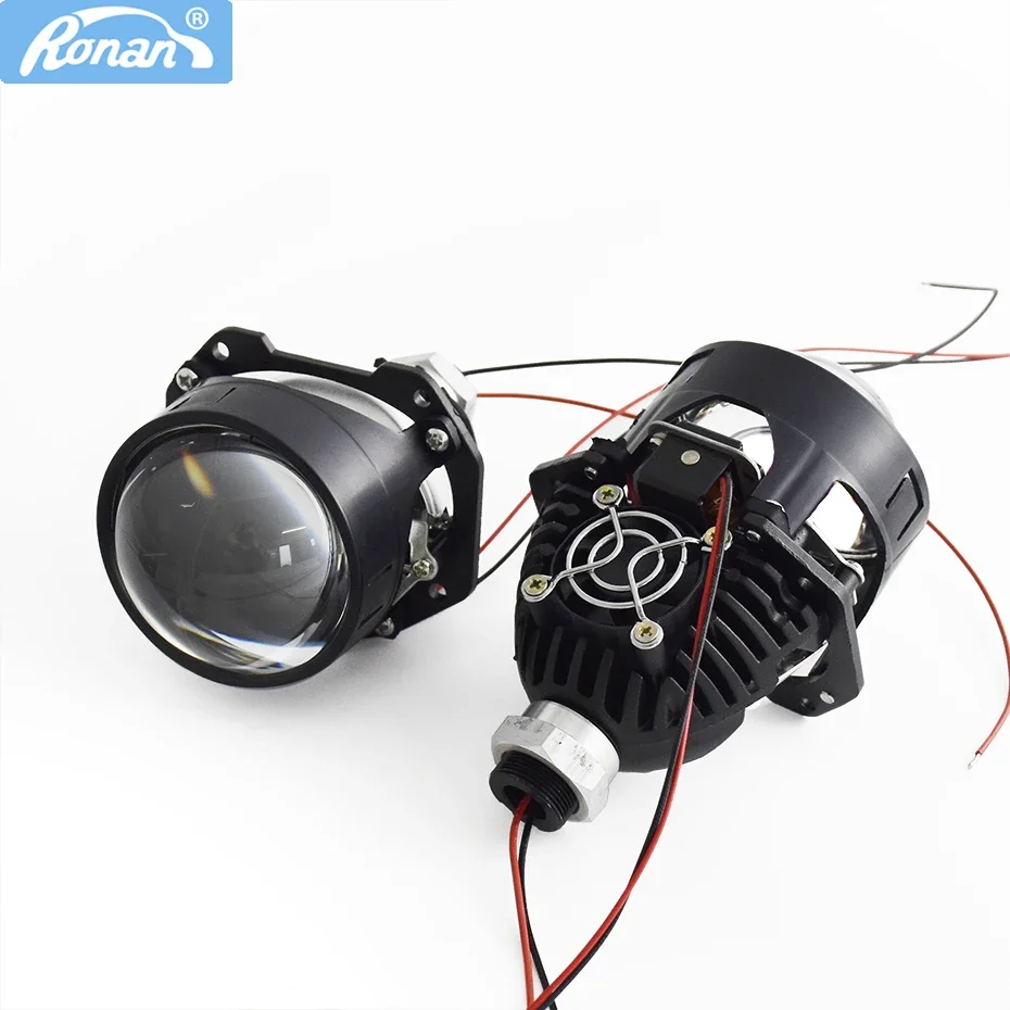 Car Headlight Ronan 40W 2.5'' Bi-Led Lens for H1 H4 H7 9005/9006 Socket Car Headlight Retrofit Upgrade Full Kit with LED Shrouds White Yellow