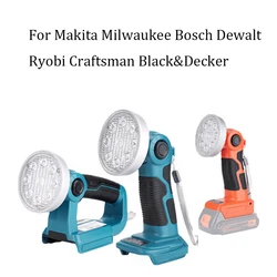 New LED Light For Makita Milwaukee Bosch Dewalt Ryobi Craftsman Black&Decker 14.4V-18V Lithium Battery Flashlight Lamp Lighting