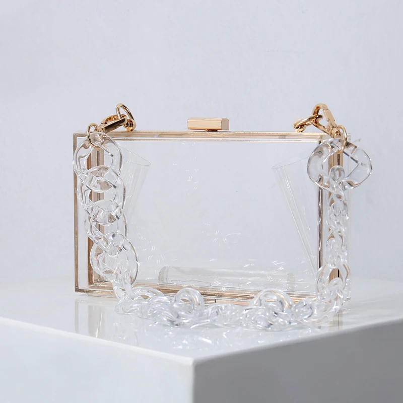 WEDDINGHELPER Transparent Clear Acrylic Square jelly Evening Bag for Women