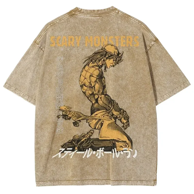 Diego Brando Retro Graphic Tee – Men’s Washed Cotton Short Sleeve Manga Shirt
