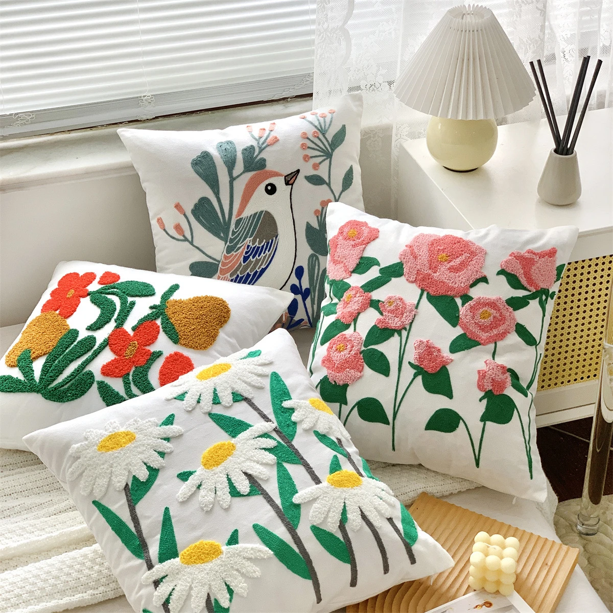 Fodera per cuscino floreale romantico fodera per cuscino rosa viola giallo verde per la decorazione domestica soggiorno camera da letto divano divano sedia 45  15