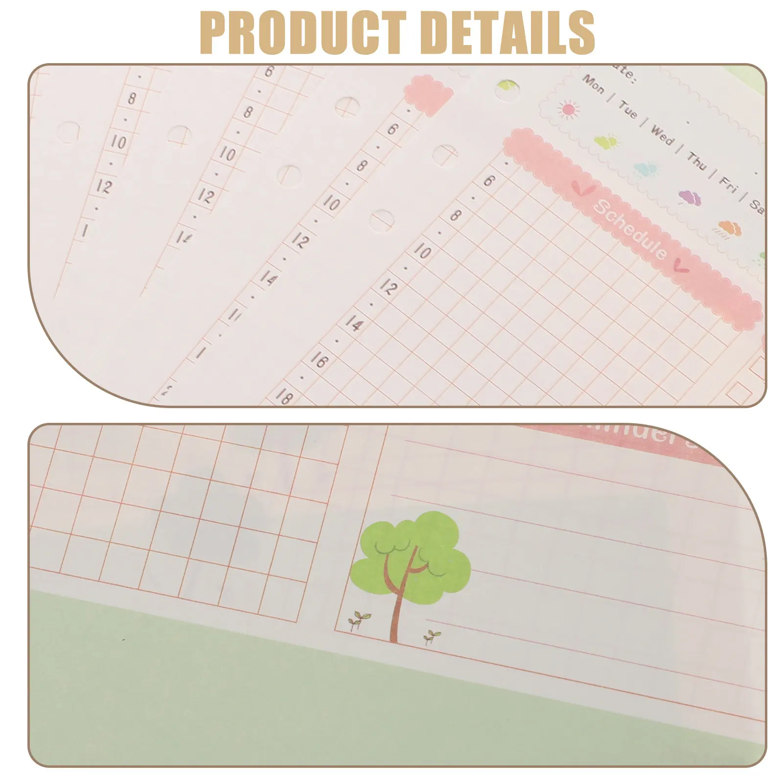 1Pcs 핸드 저널 용지 리필 A5 사이즈 다채로운 6 홀 루스 리프 용지 (스파이럴 노트북, 데일리 플래너 노트북용)