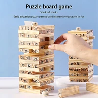 Solid Wood Puzzle Stacked High Stack Tower Drawing Block Children'S Parent-Child Interactive Board Game 2