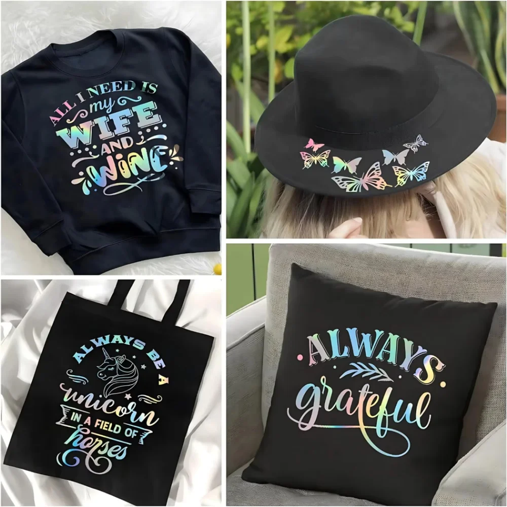 Holographic HTV Heat Transfer Vinyl 1 Roll Cricut T-Shirts DIY Design Silhouette Heat Press Machine