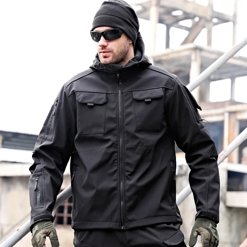 Veste d'entraînement coupe-vent imperméable pour homme, veste militaire DulSoft-Shell Hardshell, multi-poches, saut cargo