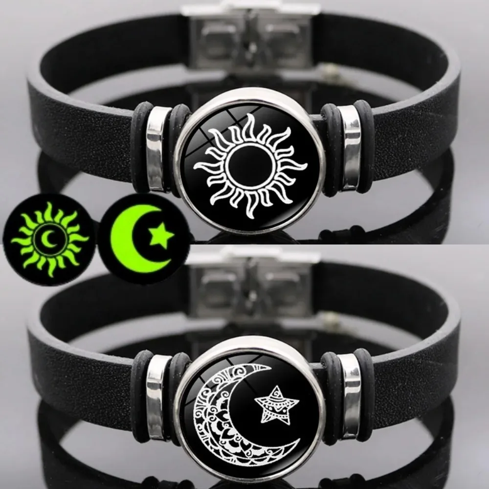 1/2Pcs Luminous Sun Moon Braided Bracelets for Lovers Adjustable Couple Bracelets Fashion Valentine Day Jewelry Girlfriend Gift 1