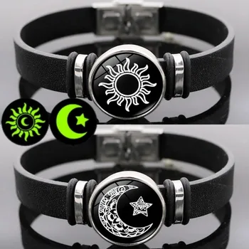 1/2Pcs Luminous Sun Moon Braided Bracelets for Lovers Adjustable Couple Bracelets Fashion Valentine Day Jewelry Girlfriend Gift 1