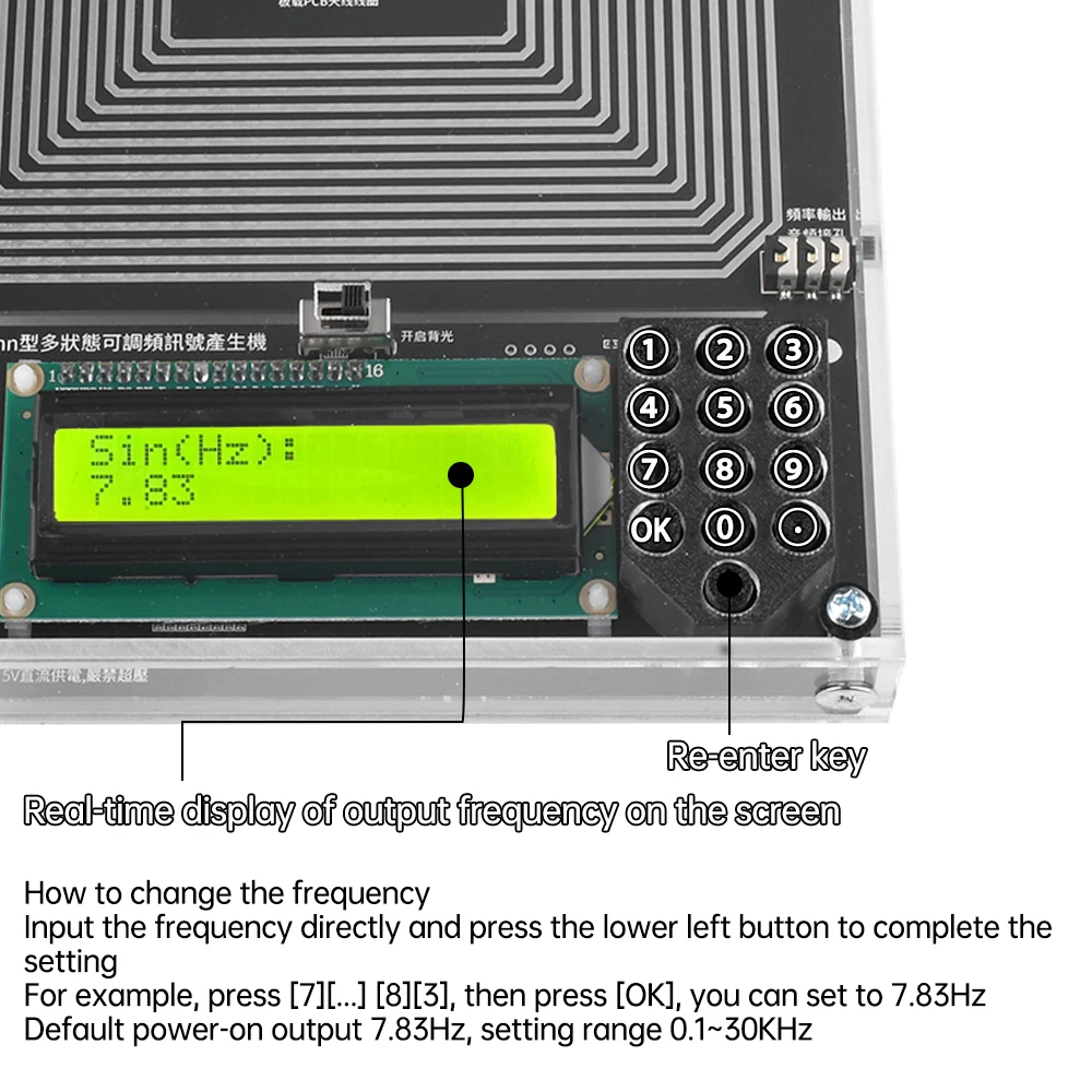 7.83HZ Schumann Wave Generator Pure Sine Frequency Modulation Signal Generator 0.01Hz~30000Hz Frequency Modulation 3