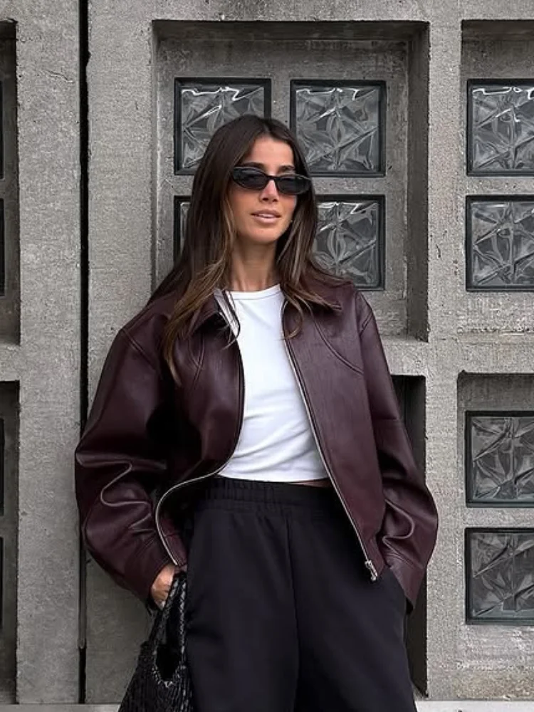 Women’s Wine Red Leather Jacket 3