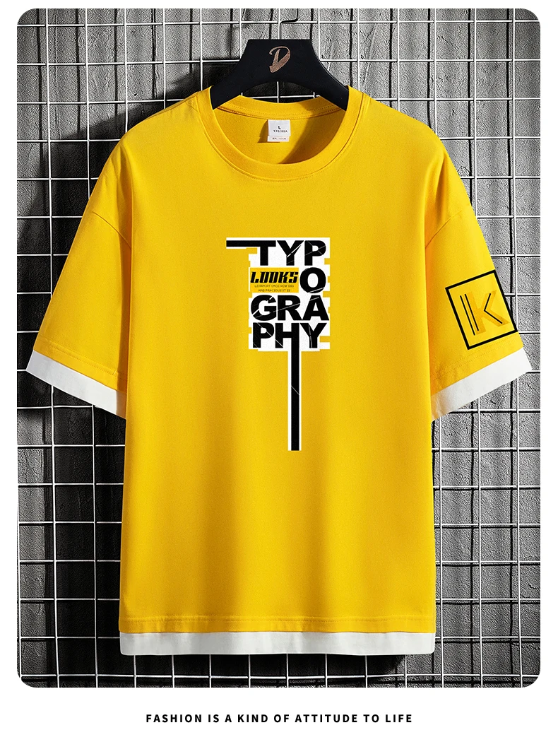 

Hip Hop Loose Mens T-shirts Casual Daily Patchwork Classic Summer Short Sleeves T-shirt Different Colors
