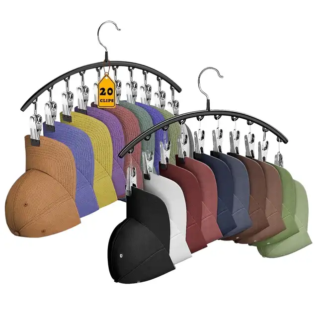 1/2/4PCS Solid Wooden Trouser Clip Home Closet Stainless Hat Skirt Storage Rotatable Multi-Clip Student Dormitory Storage Clip 3