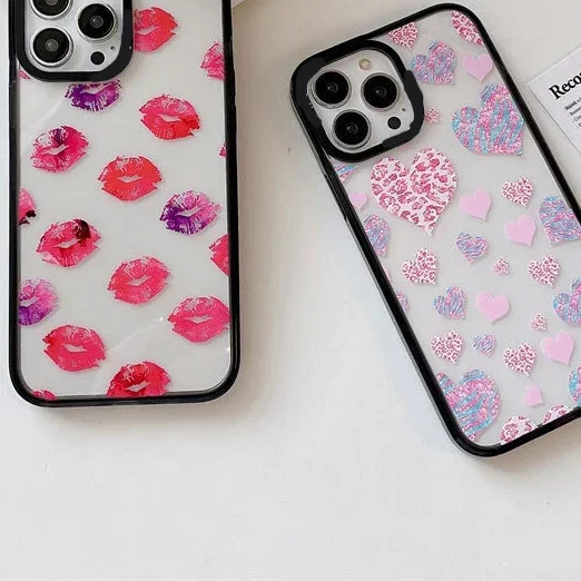 

Heart Lips Acrylic Phone Case Cover for IPhone 14 13 12 11 15 Pro Max Case for IPhone 15 Pro Max