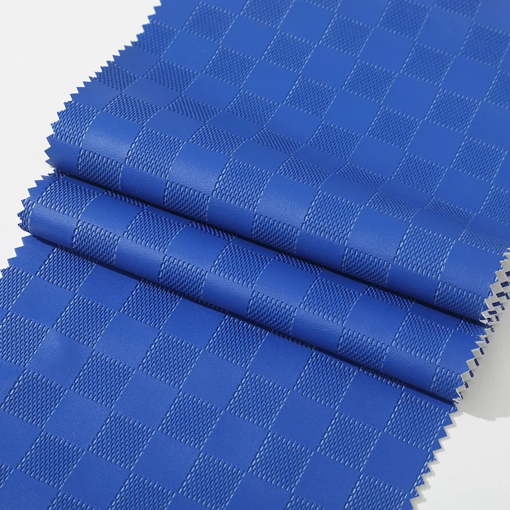New 1.0mm Grid Pattern Leather Colorful Checkerboard Embossed Leather Fabric Square Half PU Artificial
