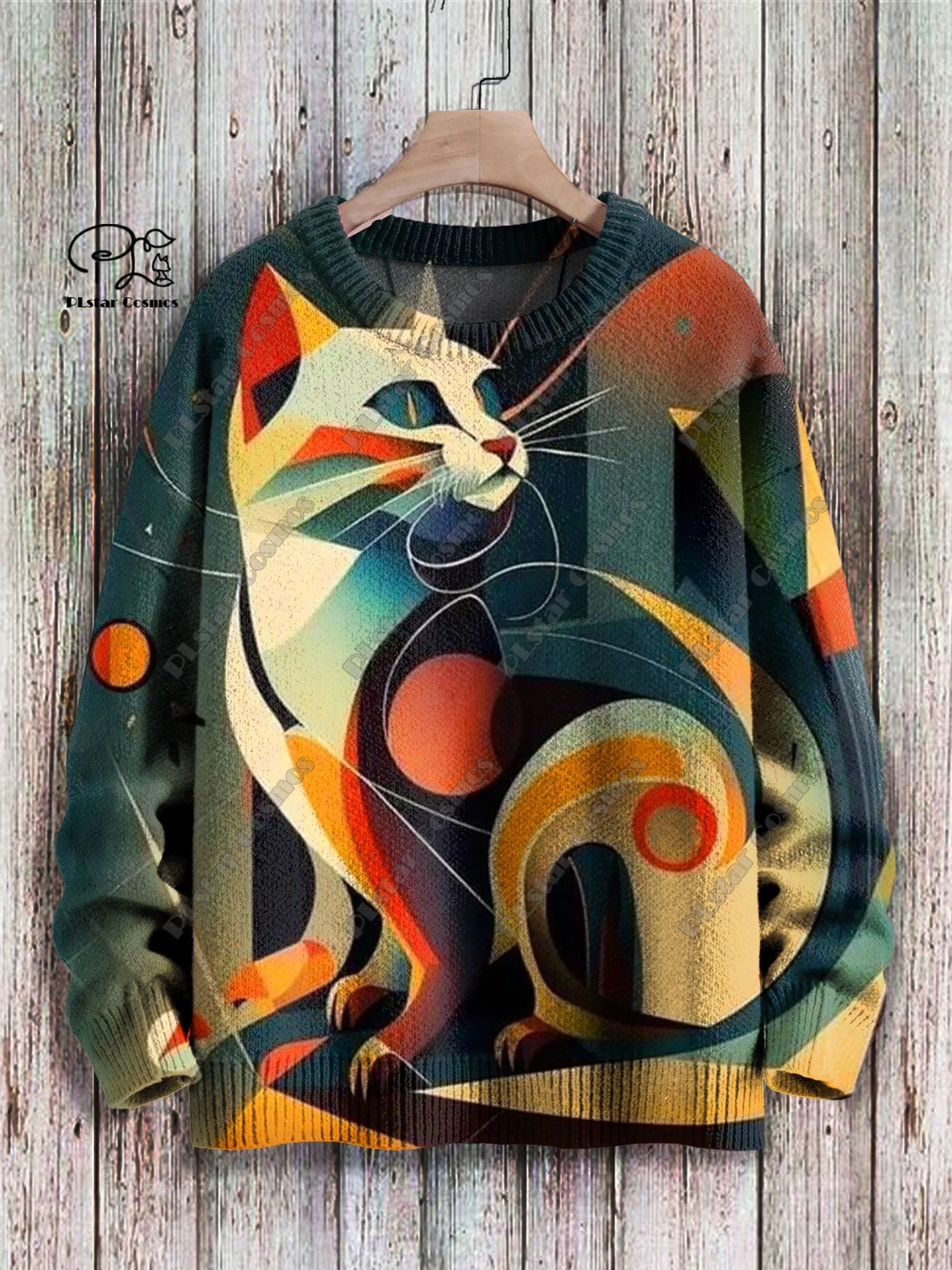 

PLstar Cosmos new 3D printed animal series cute and funny cat pattern ugly sweater winter street casual unisex M-3