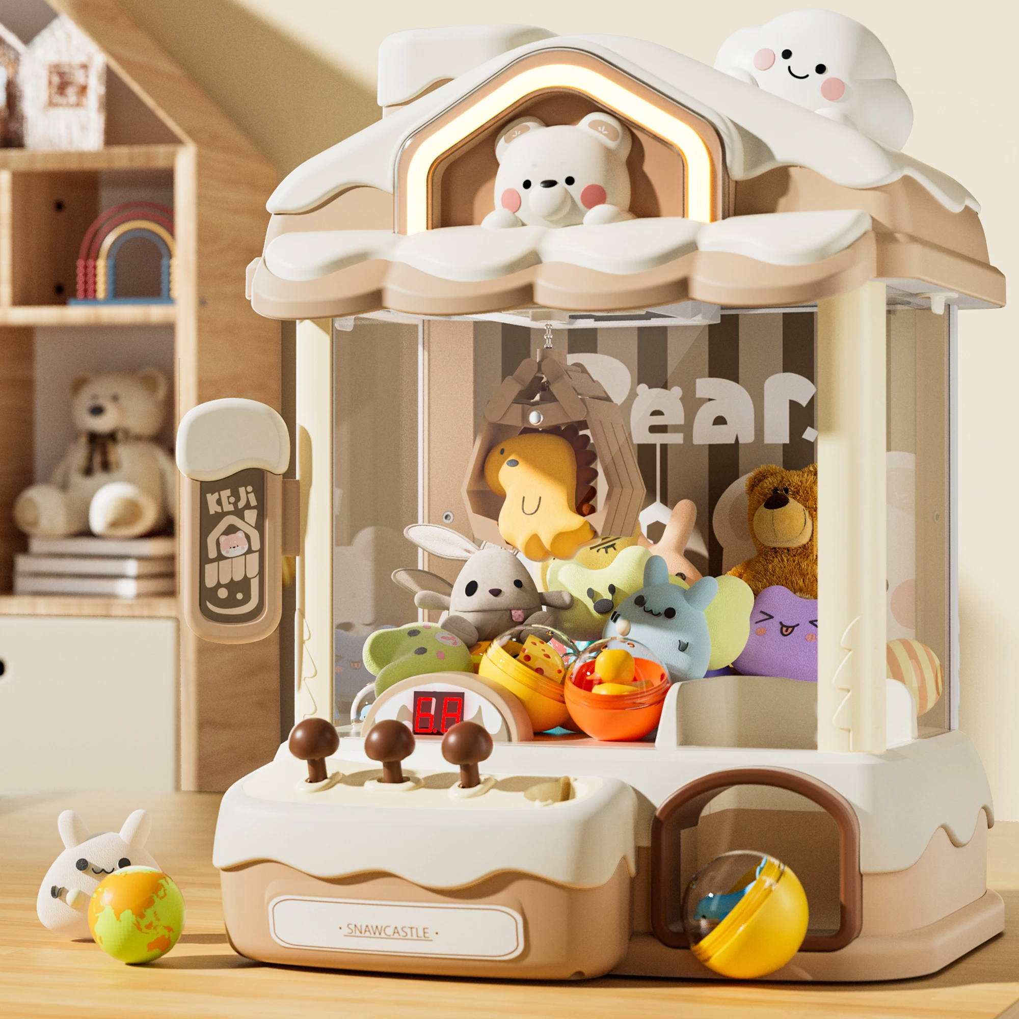 WLtoys 어린이 인형 뽑기, 투바 클립 인형, 가샤폰 동전 기계, 소년 소녀용 소형 가정용 장난감, 게임 아케이드 선물 