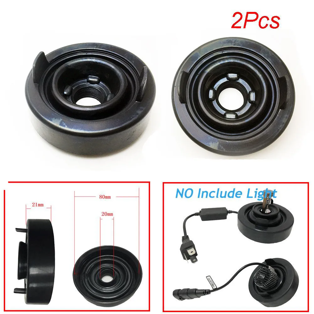 2pcs Car Headlight Dust Cover Cap 80mm Soft Rubber Waterproof For Led