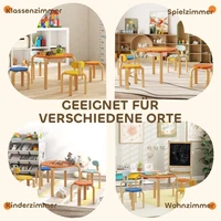 Ensemble de table et chaises pour enfants en forme de fleur, 5 pièces, avec sac de rangement, portable, pour salle de jeux, chambre à coucher, bureau d'étude, dessin, jeu, repas, combinaison table et chaise pour tout-petits 7