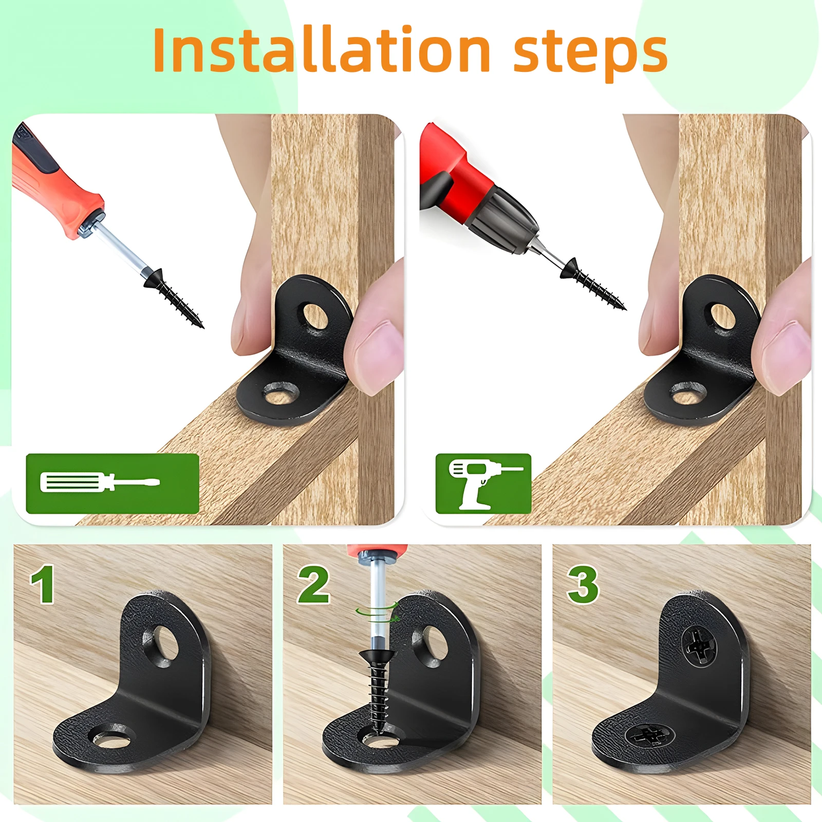 L brackets for shelves corner brackets for wood angle bracket Stainless steel With screws Bracket set 10/20/40pcs angle bracket