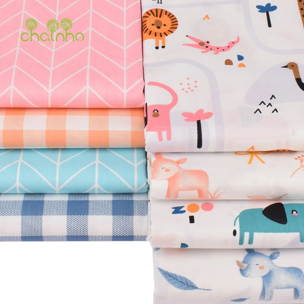 Chianho,Printed Twill Weave Cotton Fabric,DIY Sewing Quilting Material,Patchwork Cloth,8 Designs Cartoon Series,2 Sizes,15C309