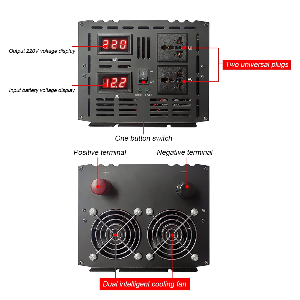 8000W 6000W 5000W 순수 사인파 인버터 DC 12V 24V에서 AC 220V 50Hz 60Hz 전압 변환기 대용량 듀얼 출력 태양광 인버터