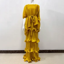  Miyake Pleats Original Niche Design New Women's Suit Long Vest Cake Skirt+irregular Shawl Top Two-piece Set 2023 Spring 