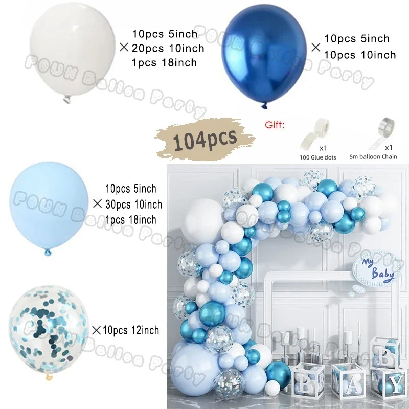 thumbnail image 1 of Kit de arco de guirnalda de globos para fiesta de cumpleaños de niño, globo de látex azul maca, decoración para baby shower, suministros de decoración para bodas, 1 of 5