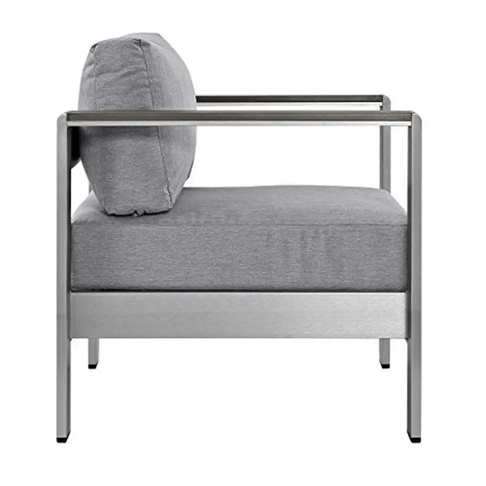 Outdoor Patio Furniture Set Aluminum Weather-Resistant Shore Collection Armchairs Side Table Grey 3