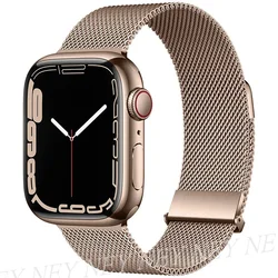Sleek Milanese Loop Stainless Steel Watch Band Strap Bracelet - 49mm - 42mm - 44mm - 45mm (Vintage gold 6)
