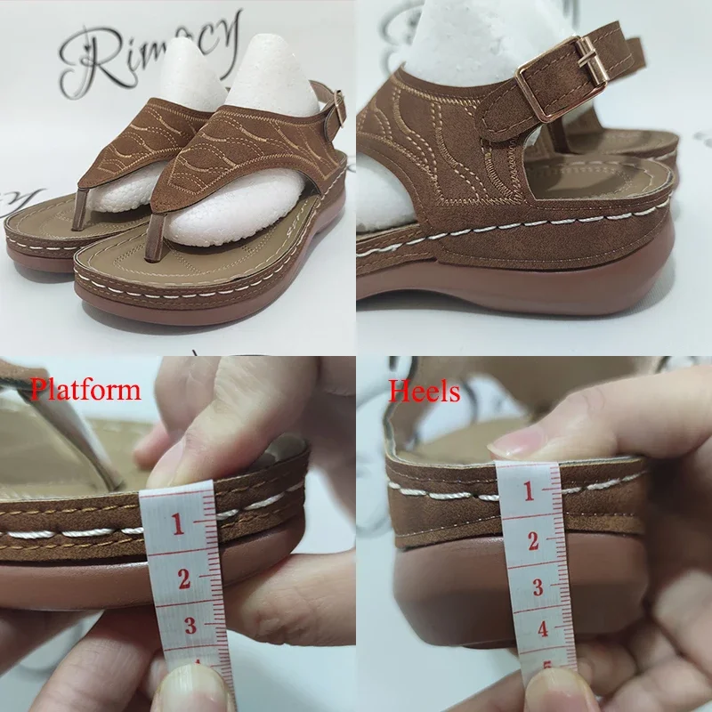 Rimocy Fashion Clip Toe Wedge Sandals Women Summer Platform Rome Sandalias Mujer 2025 Plus Size 43 Thick Sole Beach Shoes Ladies Women Sandals Women Wedges Heels Shoes