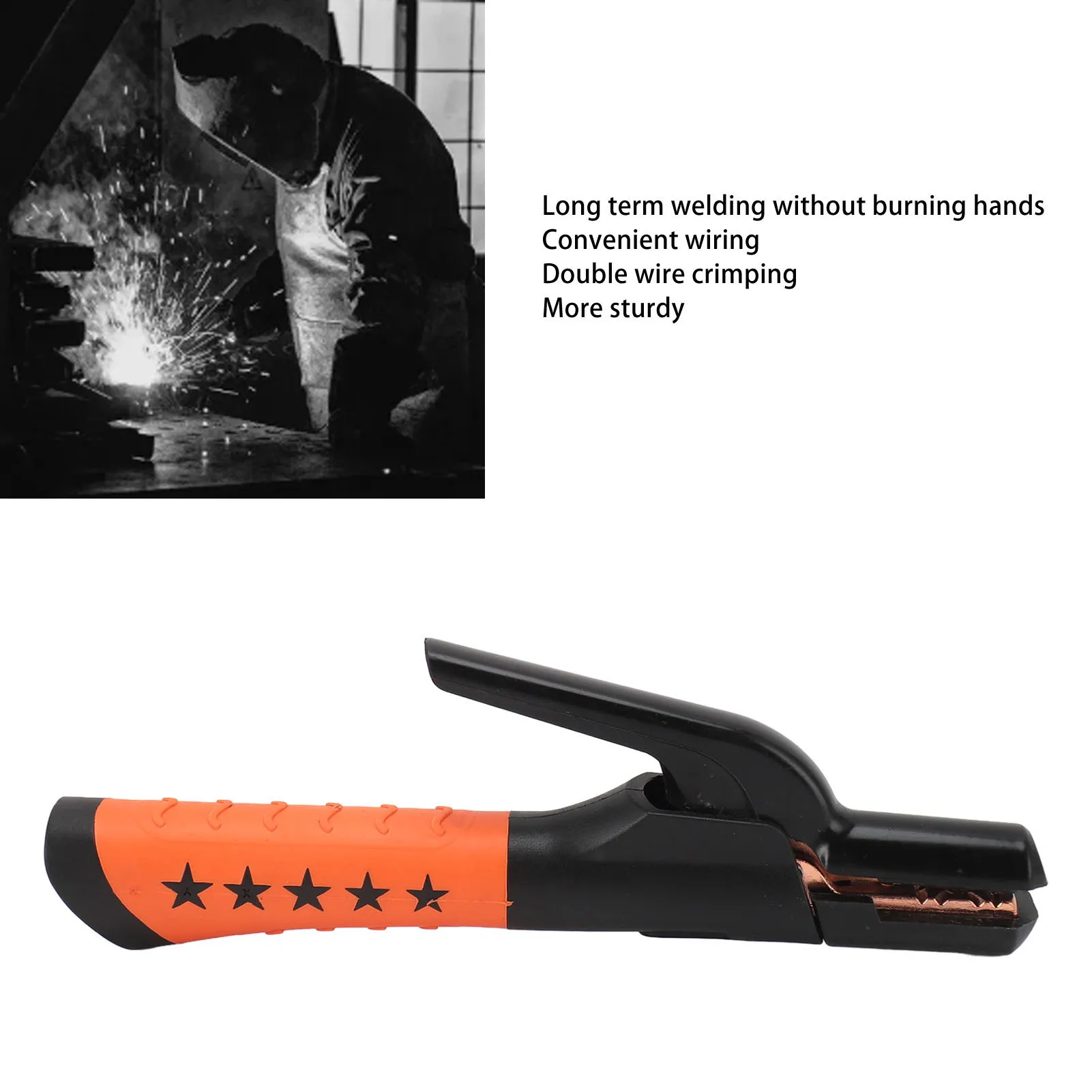 800A Welding Electrode Holder Groove Jaw Heavy Duty Stick Welding Rod Clamp 10 to 20in Cable Copper Electrode Clamp