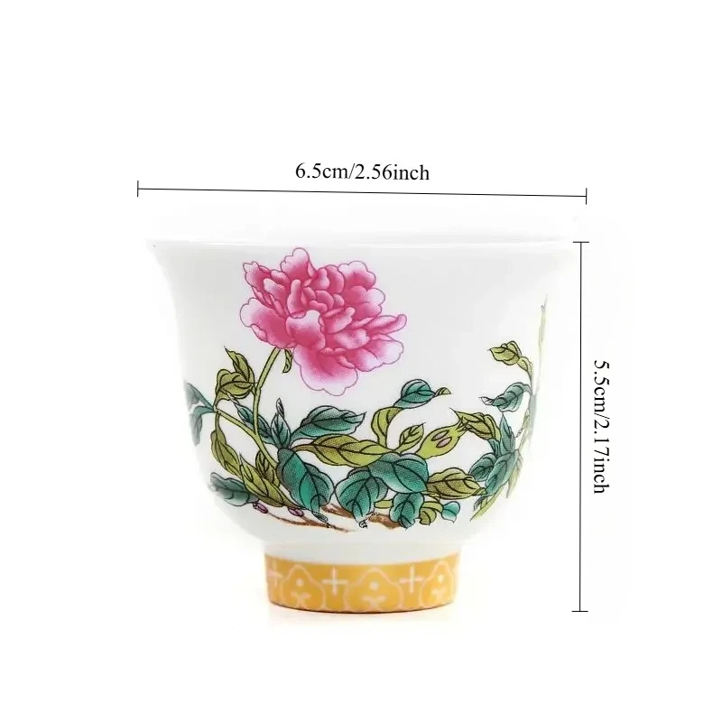 Kung Fu Tea Cup Twelve Flower Gods Set Enamel Pastel Ceramics 12 Pieces Gift Box Host’s Ceramics & Pottery Chinese Teaware Bar