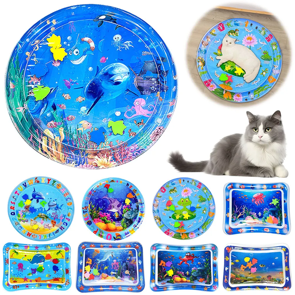 thumbnail image 2 of Pawkitty Water Mat, Cat Water Sensory Play Mat, 2025 Thickened Play Mat Fish Pet Play Interactive Cat Water Bed Playmat Cat Toys Indoor Cats 70cm A 2 of 12