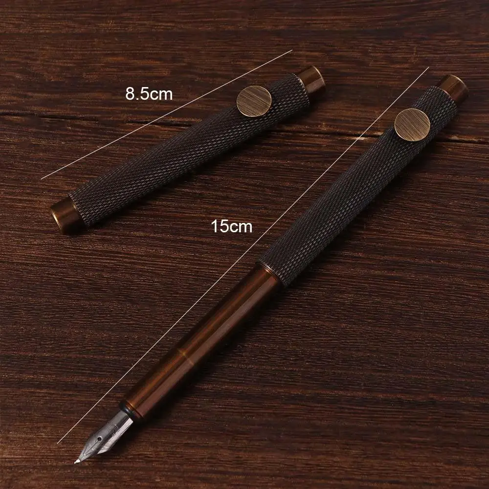 Portable Luxury Retro Brass Fountain Pen Ink Pen EF/F/Bent Nib Excellent Business Office School Supplies Pens Fountain Pen