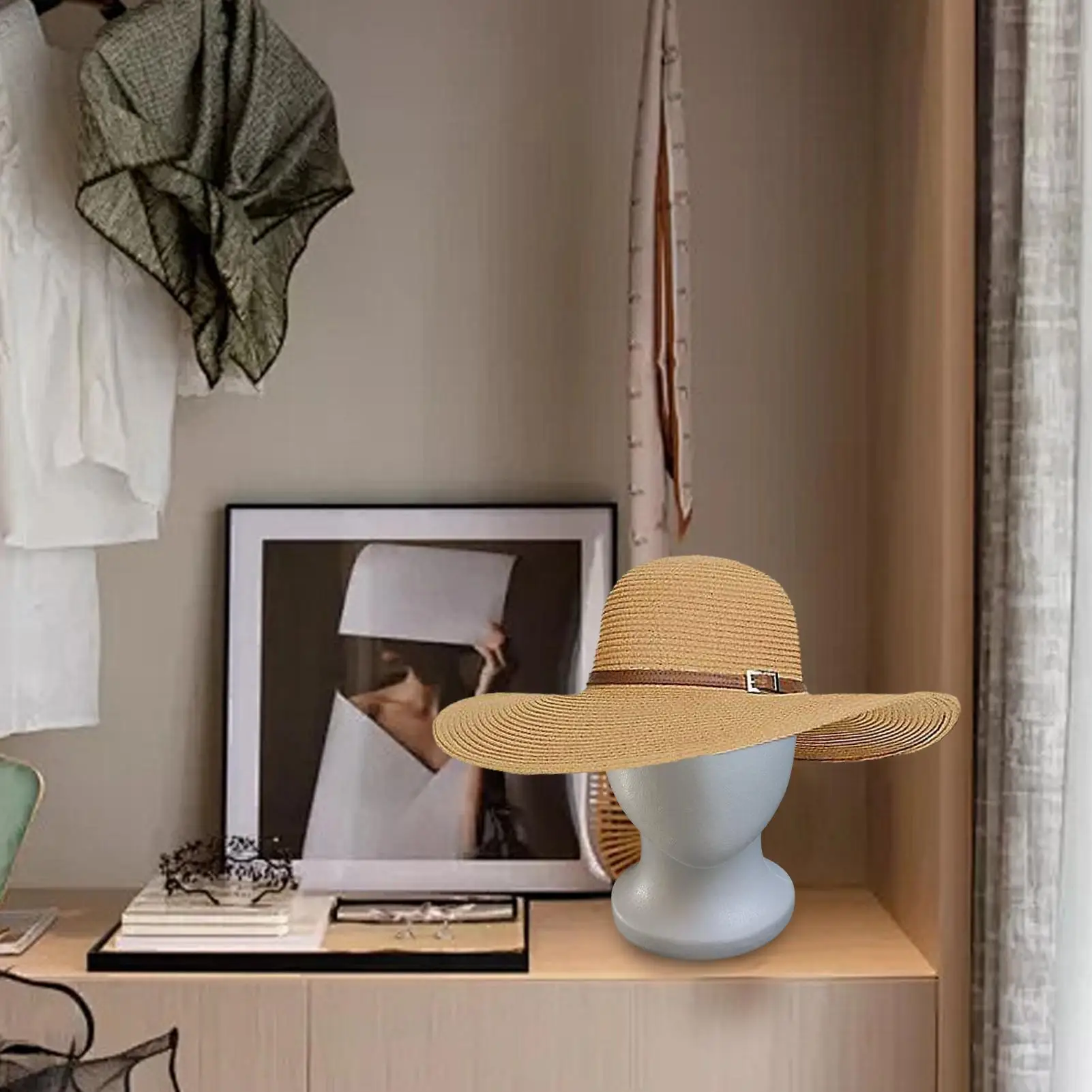 Testa di Manichino Femminile in Polistirolo Senza Volto per Esposizione Cosmetici, Parrucche, Cappelli e Accessori per Saloni di Bellezza e Viaggi - immagine 2