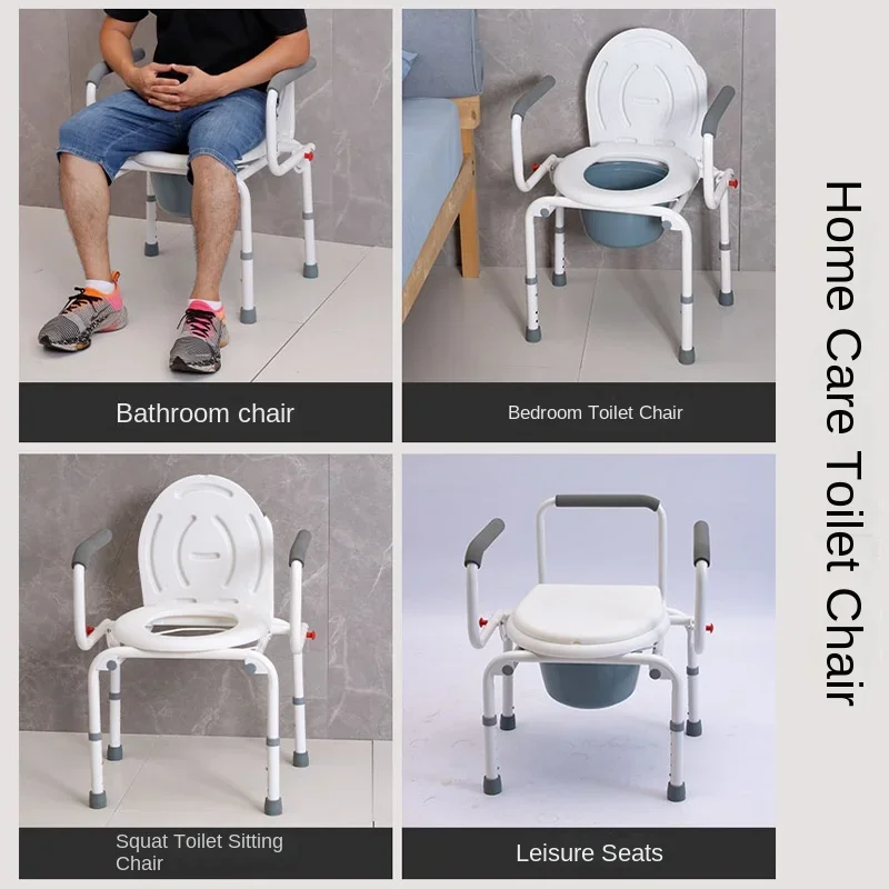 Multi-functional Disabled Accessories Toilet Chair Bath Chairs, Folding Armrests Seat Commode Toilet Portable Commod Chairs 3