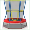 Mini Trampoline with Enclosure Net for Toddlers 3-7, 360° Padded Handlebar, Zoo Animal Theme