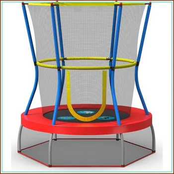 Mini Trampoline with Enclosure Net for Toddlers 3-7, 360° Padded Handlebar, Zoo Animal Theme
