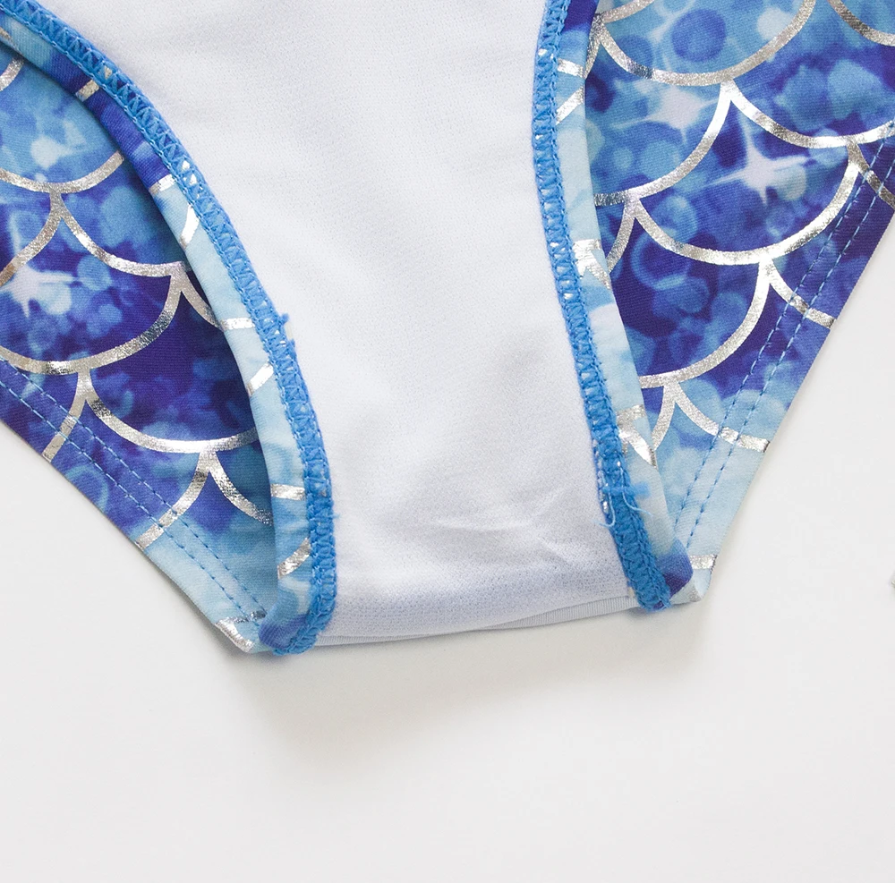 5-14Y Girls Kids Swimsuit New One Piece Swimwear Fish Scale Children's Swimwear Gradient Print One Piece Swimsuit for Girls