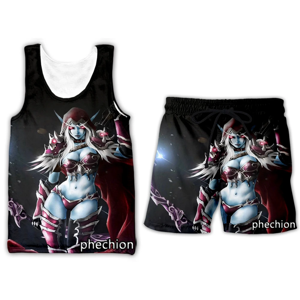 

phechion New Men/Women Queen Sylvanas 3D Printed Clothing Summer Fashion Streetwear Vest Men Loose Sporting Shorts T43