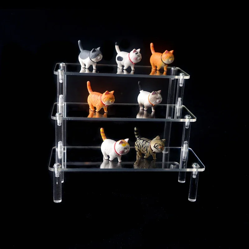Acrylic Display Stand 1-4 Tier Durable For Cupcake Perfume Doll Transparent Trapezoidal Blind Box Storage Shelf