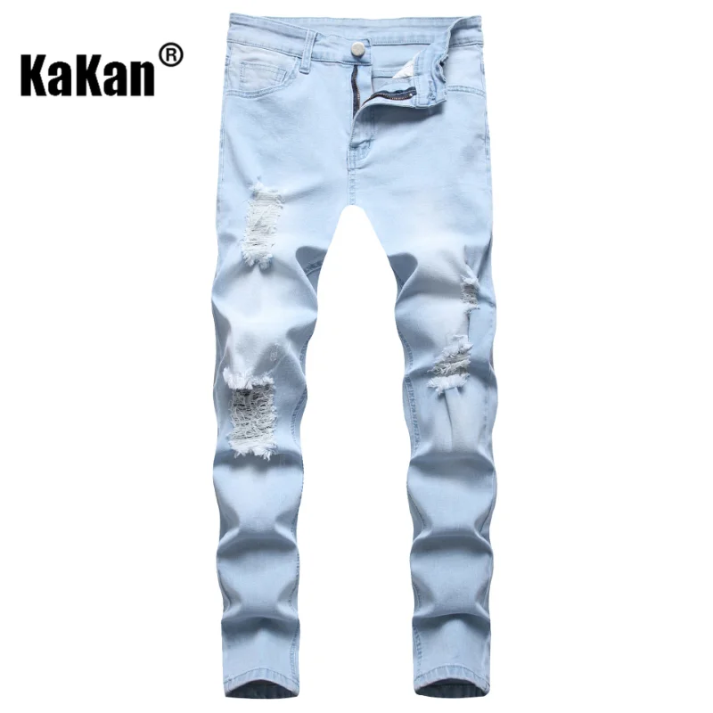 Kakan-New Men's Casual Ripped Jeans In Spring and Autumn, New Youth Slim Elastic Jeans with Small Feet K09-1031