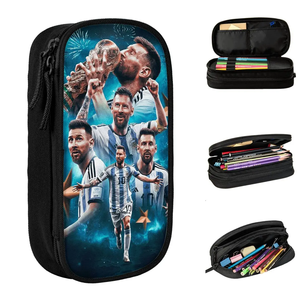 Pencil Case Argentina Messi Football Soccer Fan Pen For Student School Gifts