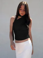 Halter dos nu sexy pour femmes, haut court en fibre vintage, vêtements de club féminins Y2K, vêtements décontractés, été 2024 4
