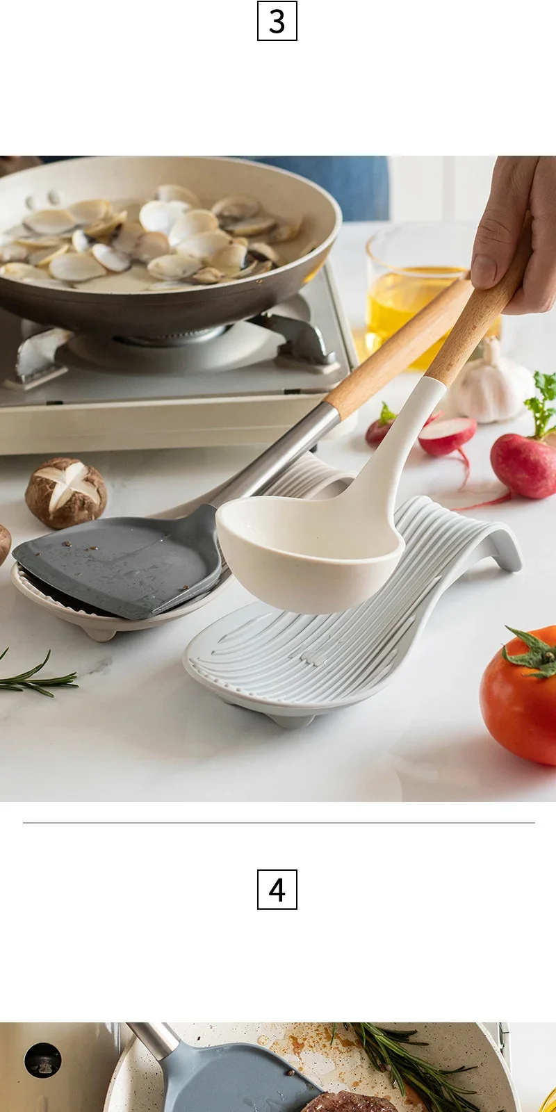 Description Picture 4 of itemCreative Silicone Spoon Holder Rest Pad Kitchen Utensils Spatula Heat Resistant Placemat Tray Insulation Mats Kitchen Tools