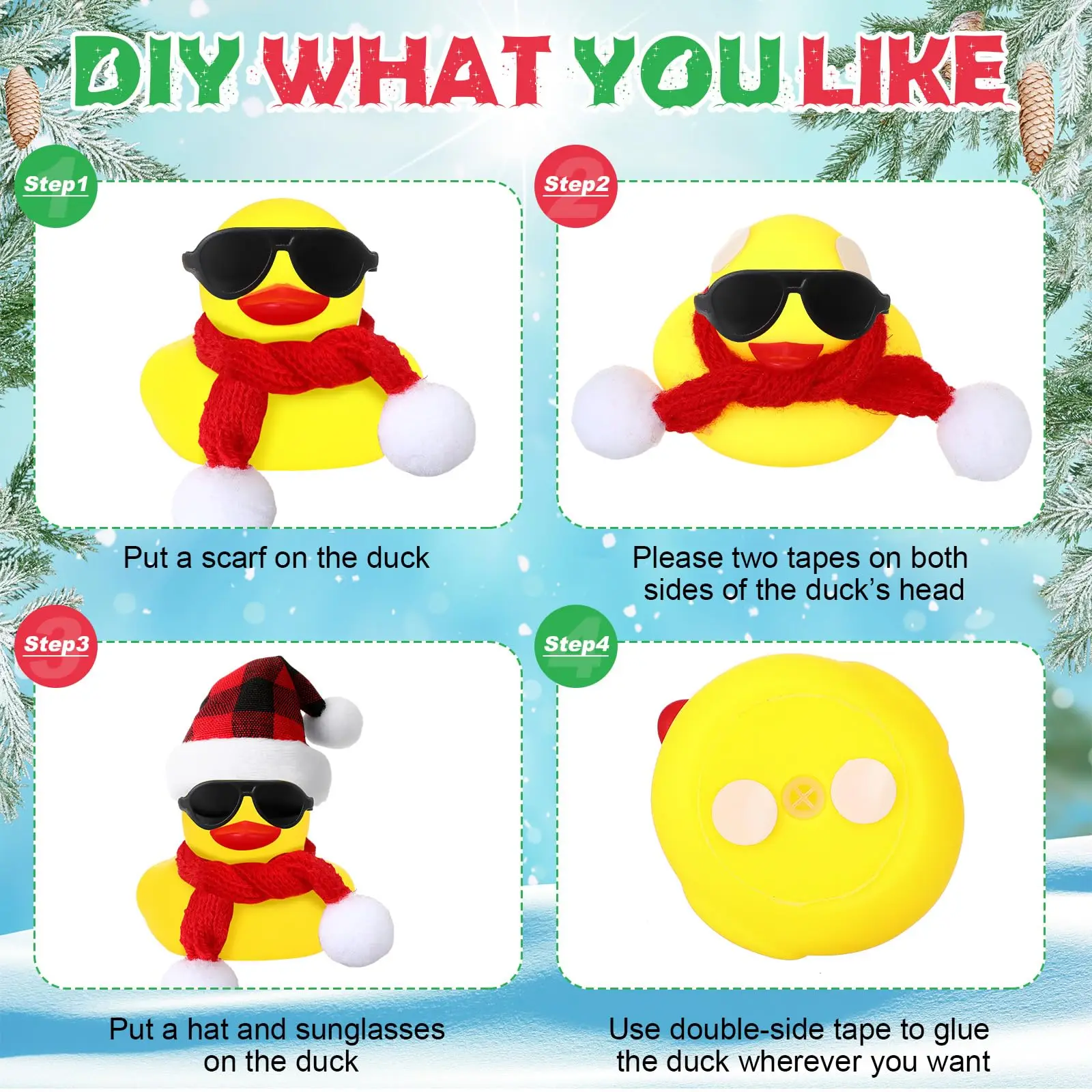 Christmas Mini Rubber Duck Bulk with Sunglasses Scarf Hats   Duck  Bath Toy Xmas Decor for Christmas Winter Gift Cruise 4