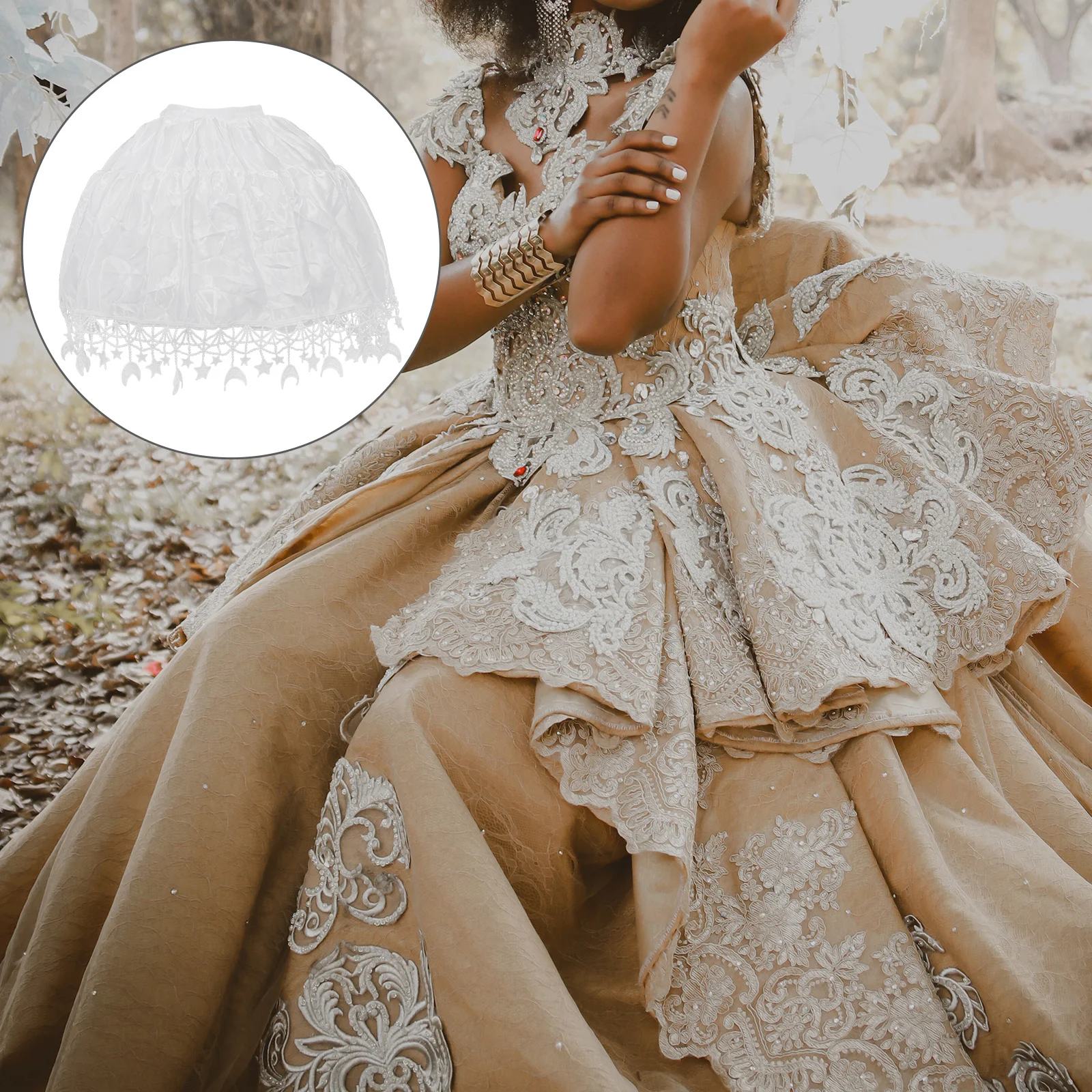 Xingyue Pannier Lolita Dress Skirts for Women White Girls' Dresses Reusable Ruffled Underskirt Flower Miss