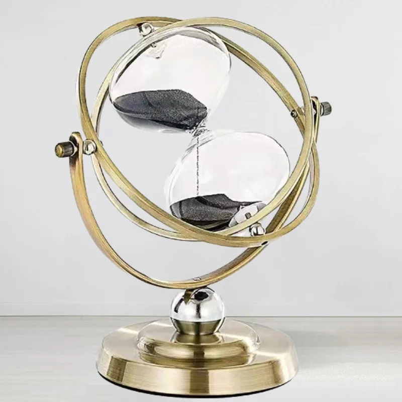 Globe Hourglass Timer Home European Decoration Office Desk Living Room Bedroom Rotating Quicksand Ornaments Gift Hourglass