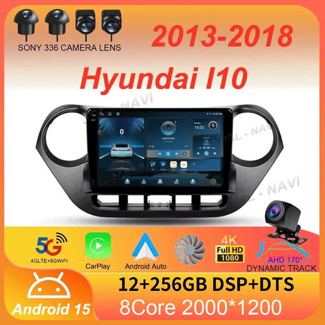 Pour Hyundai I10 LHD 2013-2018 Autoradio Android 15 Carplay Auto lecteur multimédia Navigation Autoradio GPS stéréo 2din unité principale 1