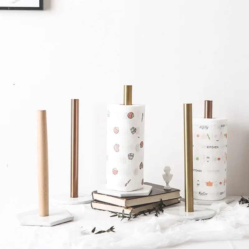 

Nordic Marble Ceramic Kitchen Paper Towel Holder Creative Home Decoration Hexagon Brass Circle Paper Napkin Holder LX11601