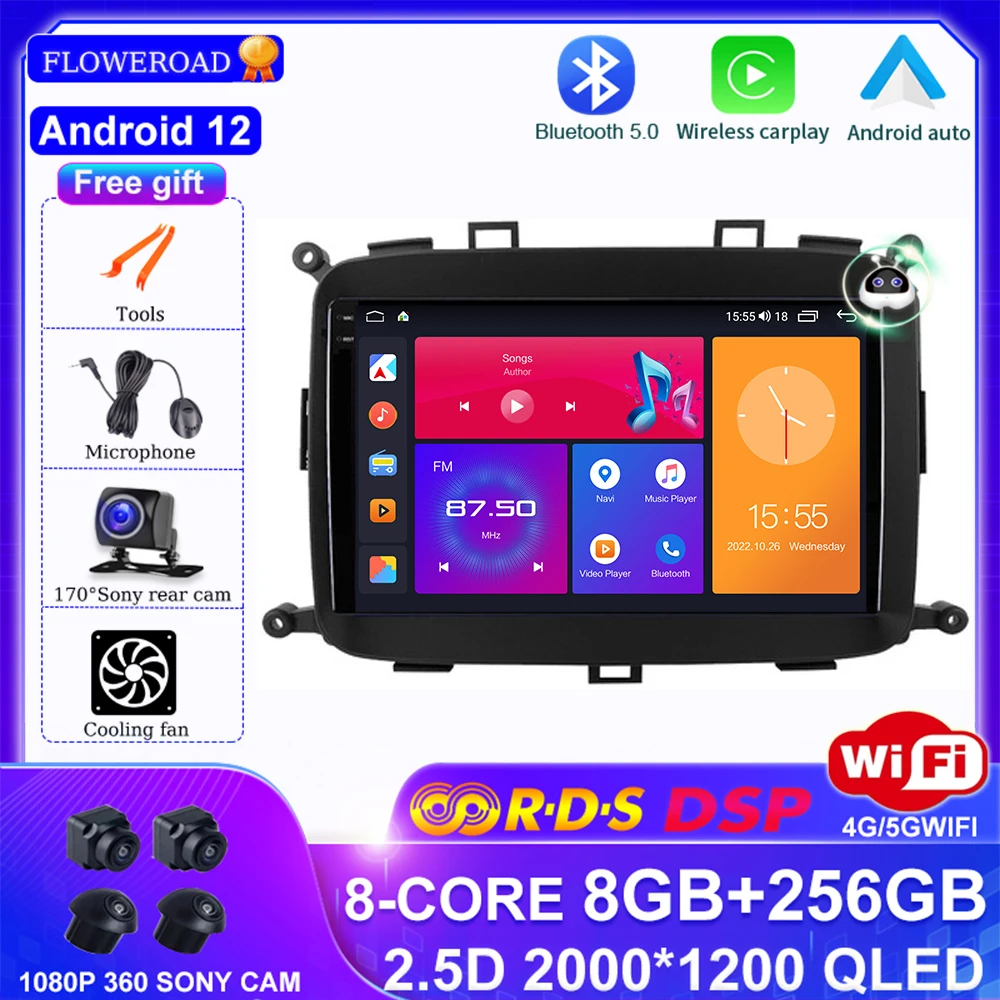

Android 12 For KIA Carens 2012-2018 Car Radio Multimedia Video Player Navigation stereo GPS DSP Carplay Auto BT 5.0 IPS No 2din